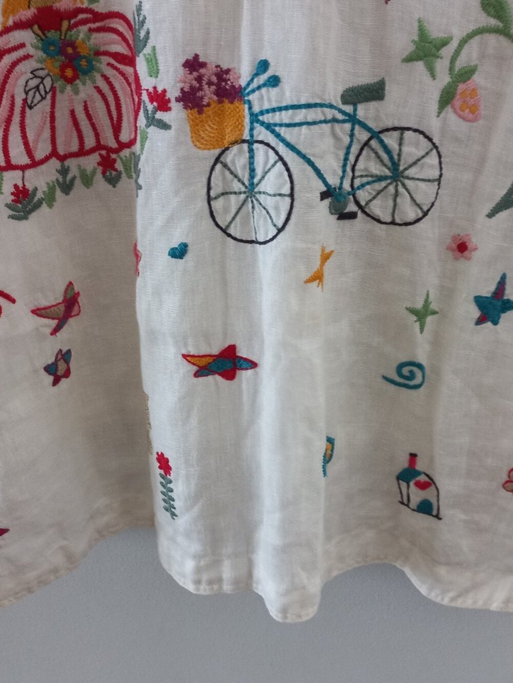 JOHNNY WAS embroidered linen mini dress tunic - Picture 5 of 15